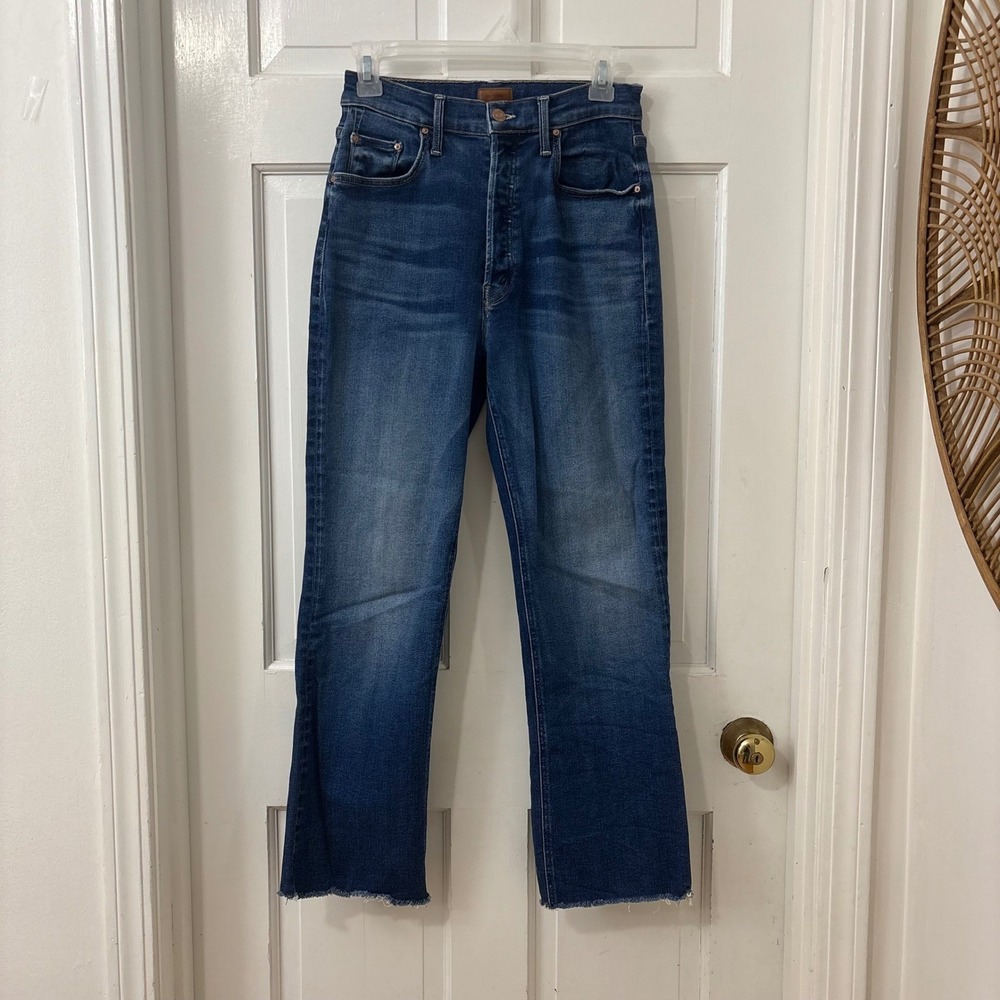 MOTHER Straight Leg Jeans in Dark Blue Wash